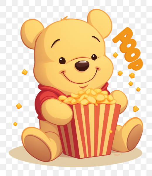 Bear with Popcorn Cartoon
