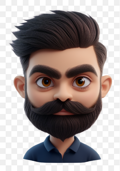 Bearded Cartoon Man Character