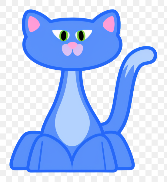 Blue Cartoon Cat with Whimsical Style