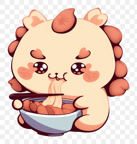 Cartoon Animal Slurping Noodles