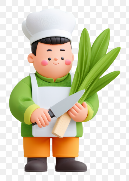 Chef Preparing Green Onions