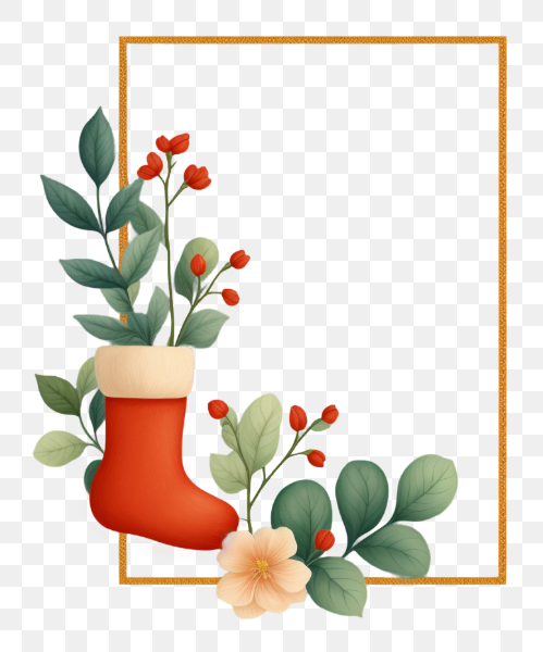 Christmas Stocking Floral Frame