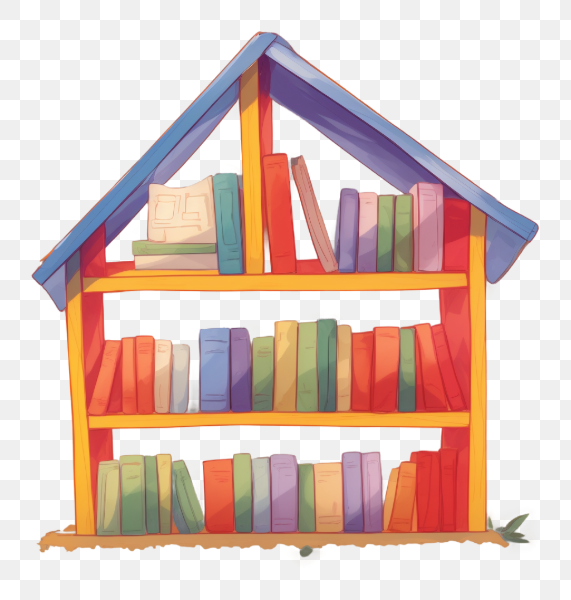 Colorful Bookshelf in House Shape
