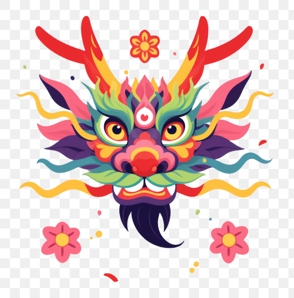 Colorful Dragon Head Illustration