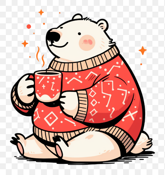 Cozy Polar Bear in Sweater