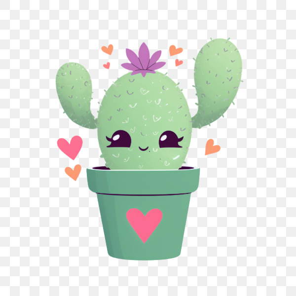 Cute Cactus in a Pot with Hearts