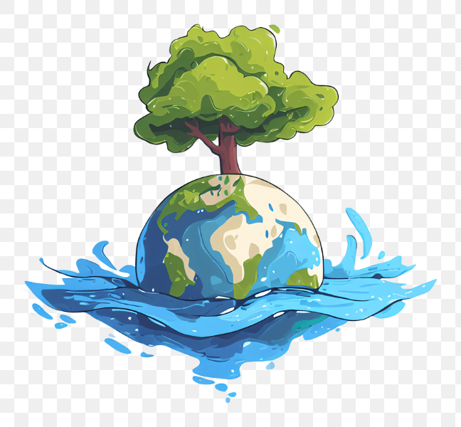 Earth and Tree with Water Splash