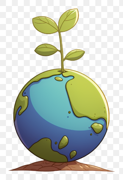 Earth with Growing Plant Illustration