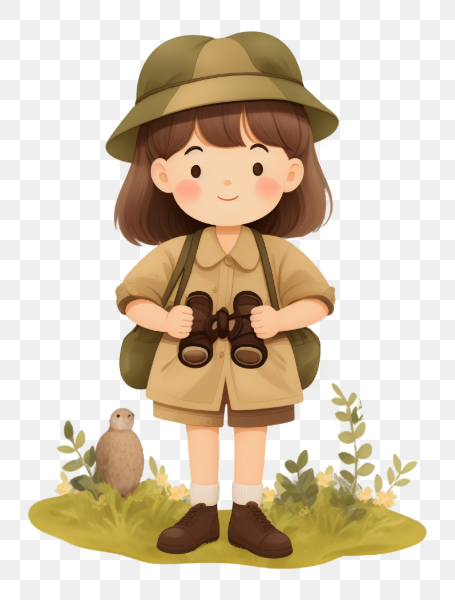 Explorer girl with binoculars