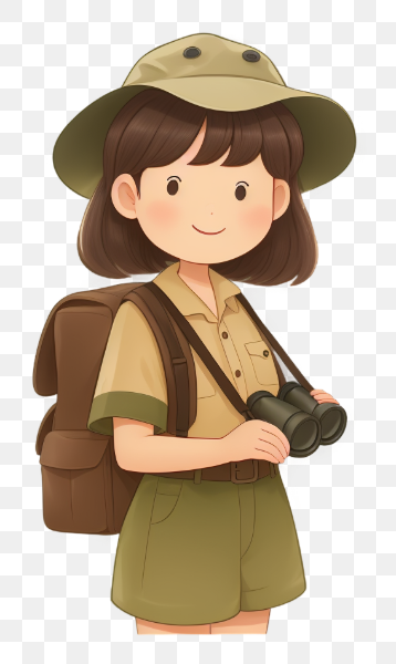 Girl Explorer with Binoculars