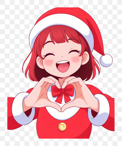 Happy Anime Girl in Santa Outfit