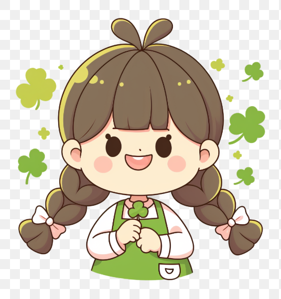 Happy Girl with Shamrocks