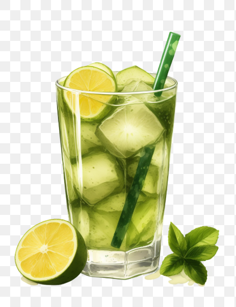 Illustrated Glass with Lime and Mint