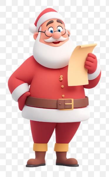 Jolly Red Santa Holding a Letter
