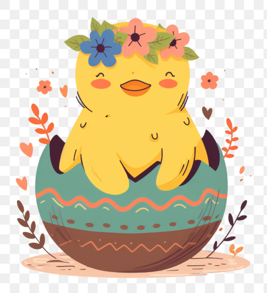 Joyful Chick Emerging from Egg