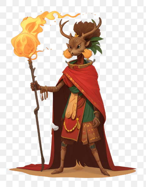 Mystical Shaman with Fiery Staff