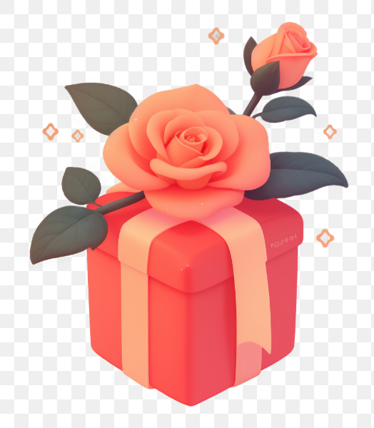 Romantic pink gift box with rose