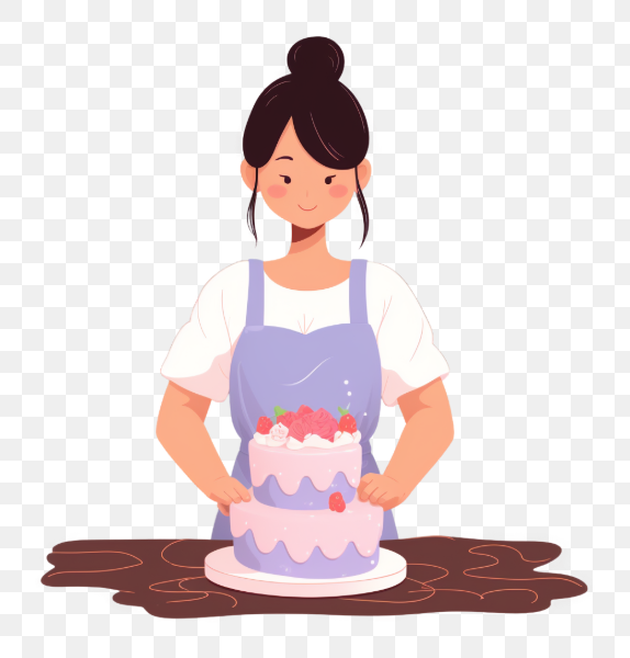 Woman Decorating a Strawberry Cake