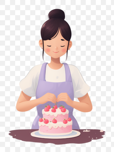 Woman Decorating Cake in Kitchen