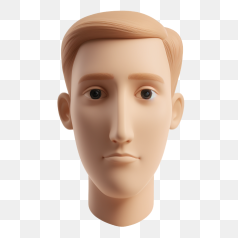 3D Cartoon Character Face with Sad Expression – Transparent PNG Image