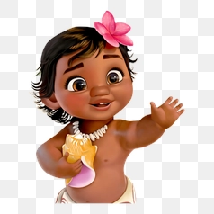 Adorable Baby Moana Smiling and Waving – Transparent PNG Image