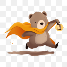 Bear with Lantern and Cape – Transparent PNG Image