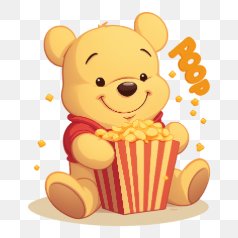 Bear with Popcorn Cartoon