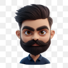 Bearded Cartoon Man Character