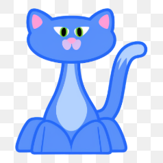 Blue Cartoon Cat with Whimsical Style – Transparent PNG Image