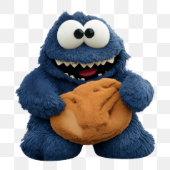Blue Monster Enjoying a Cookie – Transparent PNG Image