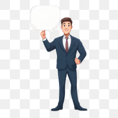 Businessman with Speech Bubble – Transparent PNG Image