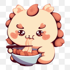 Cartoon Animal Slurping Noodles – Transparent PNG Image