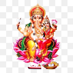 Celebration of Lord Ganesh and Goddess Lakshmi – Transparent PNG Image