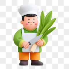 Chef Preparing Green Onions – Transparent PNG Image