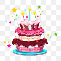 Colorful Birthday Cake with Decorations