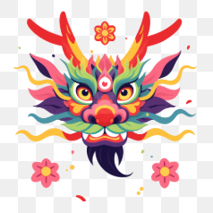 Colorful Dragon Head Illustration – Transparent PNG Image