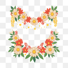 Colorful Floral Garland Decoration – Transparent PNG Image