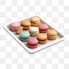 Colorful Macarons on Tray – Transparent PNG Image