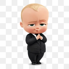 Confident Cartoon Executive Baby Character – Transparent PNG Image