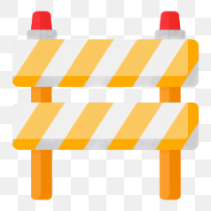 Construction Barrier with Warning Lights – Transparent PNG Image
