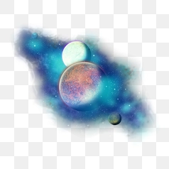 Cosmic Planets in Galactic Nebula – Transparent PNG Image