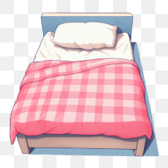 Cozy Bed with Pink Blanket – Transparent PNG Image