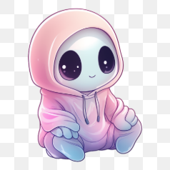 Cute Alien in Hoodie – Transparent PNG Image