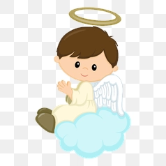 Cute Angel Sitting on a Cloud – Transparent PNG Image