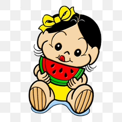 Cute Baby Magali Eating Watermelon – Transparent PNG Image