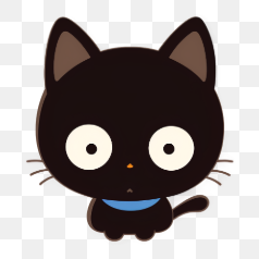 Cute Black Cartoon Cat – Transparent PNG Image