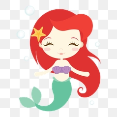 Cute Cartoon Ariel Mermaid Illustration – Transparent PNG Image