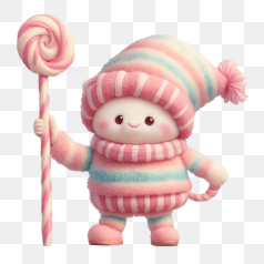 Cute Character with Lollipop – Transparent PNG Image