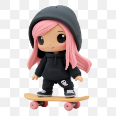 Cute Skateboard Girl Toy – Transparent PNG Image
