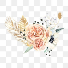 Delicate Hand Painted Floral Watercolor Arrangement – Transparent PNG Image